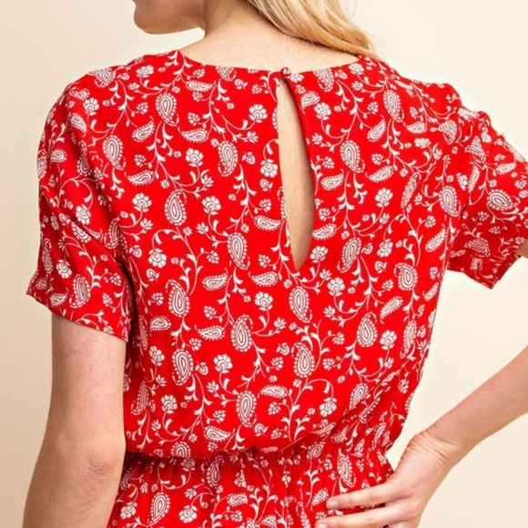 Red Floral Romper NWT - Picture 3 of 6